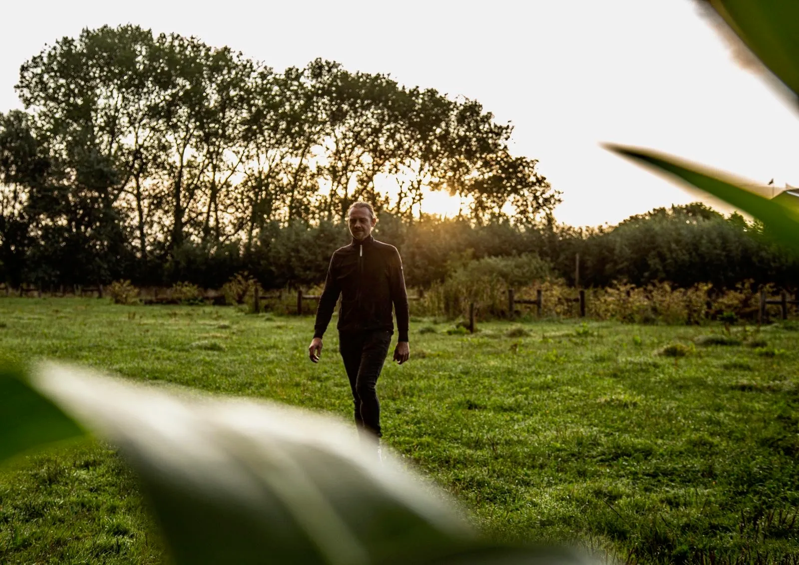 Chef David in de boomgaard